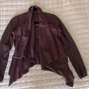 Wine color faux leather sweater/sweatshirt jacket